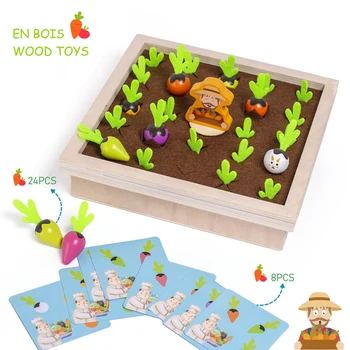 Djeca Drvene Montessori Igračke Berbe Mrkve Igra Blok Oblik Spoznaje Skladu Obrazovanje Igračke Toddles Memorija Šahovskoj Ploči
