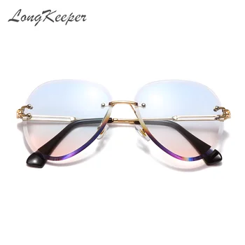 LongKeeper moda smeđa rimless sunčane naočale Žene 2021 UV400 luksuzni pilot naočale muškarci vožnje nijanse Oculos Masculino