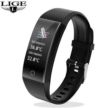 LIGE New Thermometer Watch Waterproof Health Monitor Heart Rate Blood Pressure pedometar za Android i ios e sportski sat