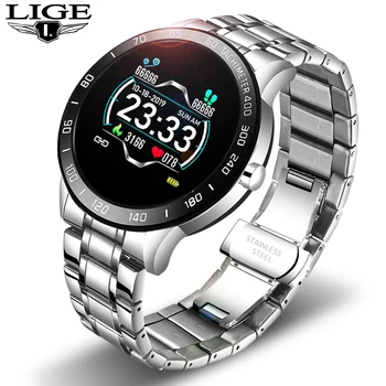 LIGE Steel Band Smart Watch muškarci vodootporan Reloj Hombre Mode Sport SmartWatch, krvni tlak, brzina otkucaja srca sportske fitness sat