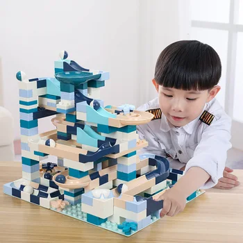 80-360 kom Mramor utrka Run Block kompatibilne Duploed gradivni blokovi dimnjak slajd blokovi DIY cigle igračke za djecu