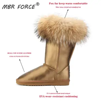 MBR FORCE NEW Fashion Čizme Women High Boots Women Snow Čizme prirodna vodootporna zimska obuća od prirodnih лисьего krzno, koža
