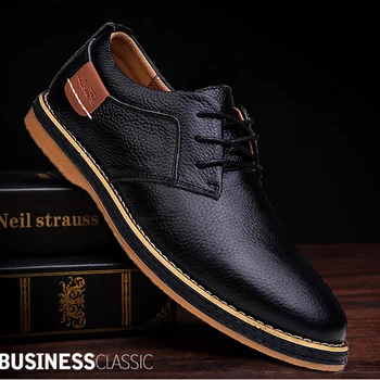 Nove muške cipele koža je pravi stan Casual cipele i muškarci шнуровка muške kožne cipele zima kvaliteta velike veličine 48 moda ured za cipele