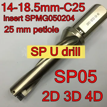 14mm-18.5 mm-C25-SP05-2D 3D 4D SP style U drill 25mm petiole interject SPMG050204 твердосплавное oštrica Besplatna dostava
