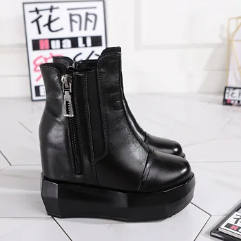 SWONCO platforma tenisice crne zimske cipele za žene od prave kože čizme Novi 2019 ženska moda cipele Martin čizme