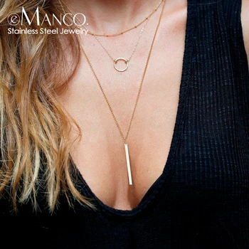 EManco 3 kom 316L ogrlica od nehrđajućeg čelika za žene slojevito titan čelične ogrlice žene jednostavan privjesak nakit ogrlica