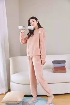 Toplo фланелевая Пижама za žene Pijamas Mujer Invierno Solid Home Clothes for Women New year ' s Pidžame Pyjama Femme Home Suits