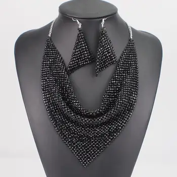 Indijski sija vještački dijamant ogrlice ogrlice setovi metal izjava naušnice set stranka vjenčanje nakit setovi pribora UKMO